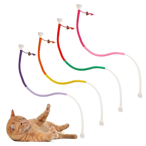 Vanyibro Katzenminze-Baumwollseil-Spielzeug-Set für Indoor-Katzen – interaktiv, Zahnreinigung, Katzenkauspielzeug mit natürlicher Katzenminze, 70 cm (grün/lila/orange/pink) von Vanyibro