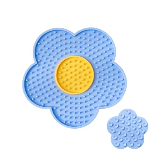 Varatiktok Leckmatte für Haustiere, Leckmatte für Katzen, Hunde- und Katzen-Slow-Feeder-Pad, Leckmatte verbessert das Butter-Leckpad-Erlebnis, interaktives Haustierspielzeug, Blumen-Silikonpad zum von Varatiktok