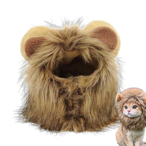 Varatiktok Löwenmähne für Katzen,Löwenmähne Perücke für Katze - Lustige Haustier Cosplay Perückenkappen - Katze Löwe Mähne Perücke Halloween Outfit Ausgefallenes Löwenhaar Katzenkleidung Kleid für von Varatiktok