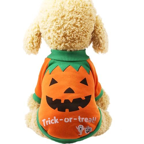 Vavious Halloween-Shirt für Hunde, Kürbis-Sweatshirt für kleine Hunde, lustiger Pullover, Kätzchen, Kleidung für Chihuahua, Orange 01, Größe XS von Vavious