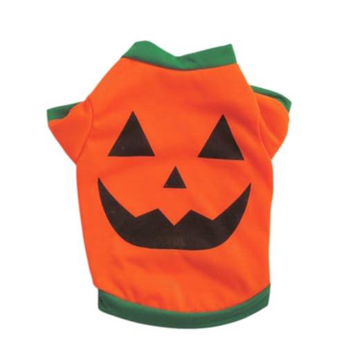 Vavious Hunde-Outfit, Katzen-T-Shirt, Halloween, ohne Kapuze, niedlicher Rundhalsausschnitt, Welpenkleidung, Orange 04, Größe XS von Vavious