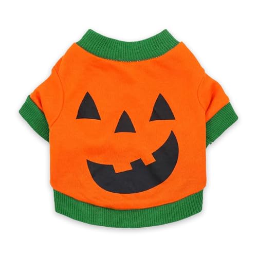 Vavious Hundekleidung für kleine Hunde, Mädchen, Katzen, dicke Kleidung, Hunde-Kürbis-Kostüm, niedliches Haustier-Halloween-Shirt, Orange, Größe 2 von Vavious