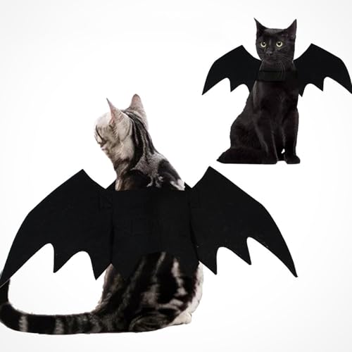 Vavious Hundekostüm, Fledermausflügel für Halloween, Cosplay, Katzenkostüm, niedliche Kätzchenflügel mit Klettverschlüssen, Schwarz, Größe XS von Vavious