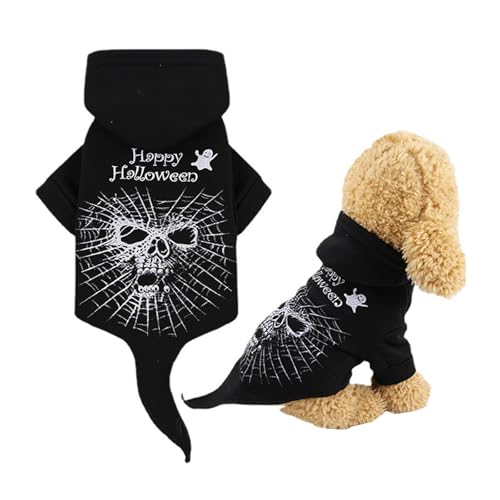 Vavious Hundepullover für Halloween, Totenkopf-Sweatshirt, Kapuzenpullover, Skelett-Kostüm, Schwarz 01, Größe XS von Vavious