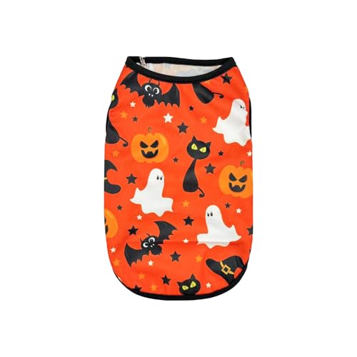 Vavious Halloween-Tanktop für Hunde und Katzen, Orange, Größe S von Vavious