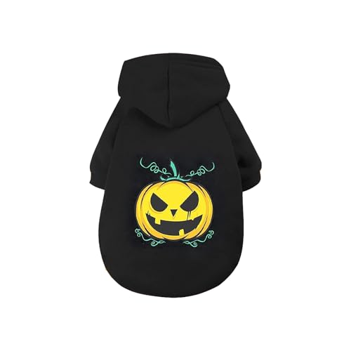 Vavious Katzenkleidung, Hundepullover, Halloween-Kapuzenpullover, Haustierkleidung, Fleece, Kapuzen-Sweatshirt, Welpenbekleidung, Schwarz 02, Größe XXL von Vavious