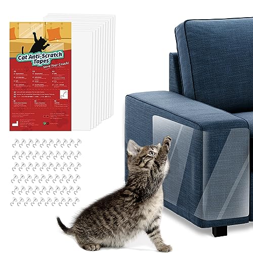 VavoPaw Katze Kratzschutzfolie, 10 Stück Transparent Sofa Kratzschutz Pad Möbelschoner Katze Möbelschutz Kratzpads mit 60 Schrauben Krallenschutz für Möbel Couch Tür Wand Kratzabwehr von Katzen Hunde von VavoPaw