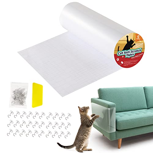 VavoPaw Kratzschutz Sofa Katze, 30 * 300cm Anti Kratz Folie für Katzen Kratzschutzfolie Katze Kratzpad für Hunde Türen, Anti Kratz Folie für Katzenfür Möbel von VavoPaw