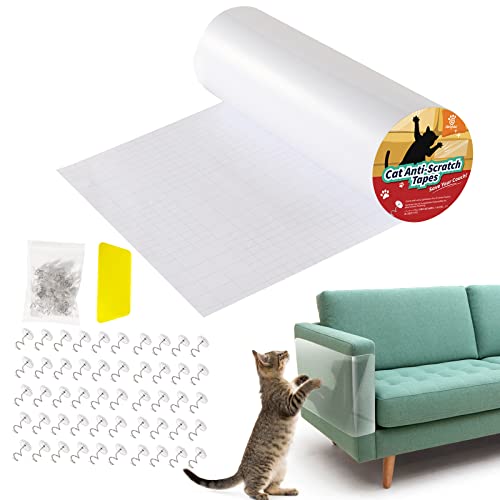 VavoPaw Kratzschutz Sofa Katze, 30 * 500cm Anti Kratz Folie für Katzen Kratzschutzfolie Katze Kratzpad für Hunde Türen, Anti Kratz Folie für Katzenfür Möbel von VavoPaw