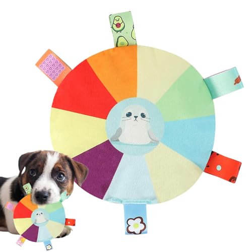 Plüsch-Hundespielzeug für mittelgroße Hunde, Quietschendes Plüsch-Hundespielzeug | Quietschendes Zahnreinigungsspielzeug für Hunde - Quietschendes Kauspielzeug für Hunde, scheibenförmiges Plüsch-Hunde von Vbnuyhim