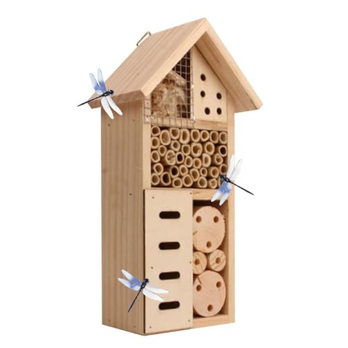 Vbnuyhim Holzhaus und Hotel | Holz Mason Bee Schmetterlingshaus Hotel | Gartenhaus für Dame, Florfliegen, Schmetterling, Biene, von Vbnuyhim