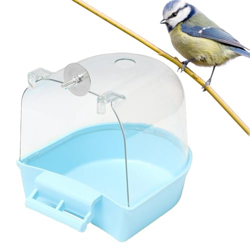 Vogelbadewanne, Haustier-Vogeltränke mit Haken, Vogelkäfig, hängende Badewanne, Wasserdusche, transparente Box, Futterspender für kleine Vögel, Kanarienvögel, Wellensittiche, Papageien von Vbnuyhim