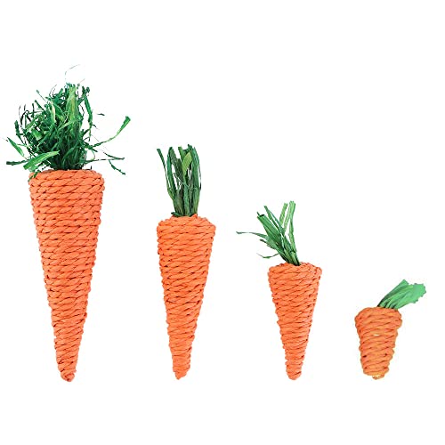 Vctitil 4 x Zahnreinigungsspielzeug für Karotten, Backenzahn, Hamster, Kaninchen, bissfest, gewebte Bälle, Haustierzubehör von Vctitil