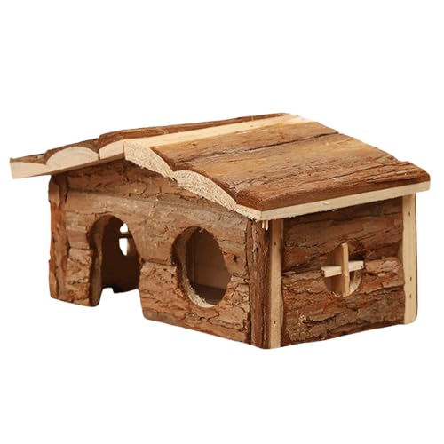 Vdaxvme Kleintierverstecke Hütte Holz Schutzhaus Kratzfest Hamsterkäfig Spielhaus Eichhörnchen Käfigzubehör Möbel von Vdaxvme