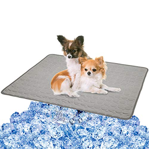 Kühlmatte für Hunde und Katzen, Eisseidenmatte, Kühldecke, Kissen für Hundehütte/Sofa/Bett/Boden/Autositze, Kühlung (XL:101,6 x 71,1 cm, grau) von VeMee