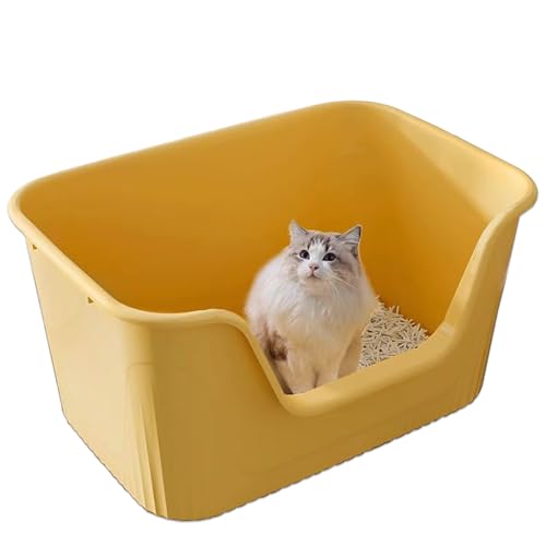 Vealind Tiefe, extra große Katzentoilette mit hohen Seiten für Indoor-Katzen, XL-Katzentoiletten für große Katzen oder mehrere Katzen, Jumbo Big Low Entry Kitty Katzentoilette (63,5 x 43,2 x 33 cm, von Vealind