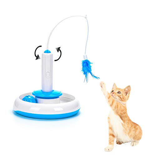 Vealind Katzenspielzeug Selbstbeschäftigung Katze Intelligenz 360 ° drehbarem Spielzeug Zubehör Interaktives Cat Toys Set Feder Ball Spielsachen Beschäftigung Sachen Bälle Activity Spiele von Vealind