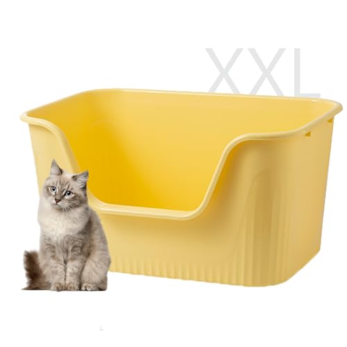 Vealind Jumbo-Katzentoilette mit hohen Seiten, Katzentoilette für Indoor-Katzen, extra Katzentoilette für große oder mehrere Katzen, Haushalt, nahtlose Kätzchenbox, Gelb, 78,9 x 53,3 x 40,6 cm von Vealind