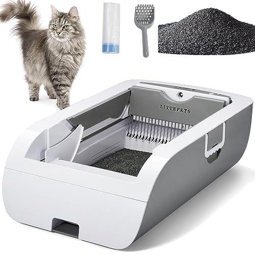 Vealind Selbstreinigende Katzentoilette, Katzenklo Selbstreinigend, wiederaufladbare Automatische Katzenstreu Box Button Steuerung für Mehrere Katzen von Vealind