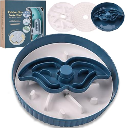 Vealind Slow Feeder Hundenäpfe mit Labyrinth Pet Napf Spin Top Slow Eating Hundenapf Puzzle Leckmatte Hundenapf (Blau) von Vealind