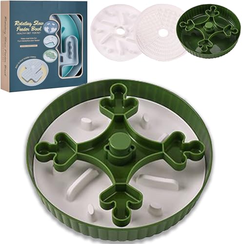 Vealind Slow Feeder Hundenäpfe mit Labyrinth Pet Napf Spin Top Slow Eating Hundenapf Puzzle Leckmatte Hundenapf (Grün) von Vealind