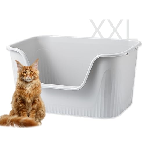 Vealind XXL Jumbo-Katzentoilette mit hohen Seiten, Katzentoilette für Indoor-Katzen, extra große Katzentoilette für große oder mehrere Katzen, nahtlos, riesige Katzentoilette, grau, 78,9 x 53,3 x 40,6 von Vealind