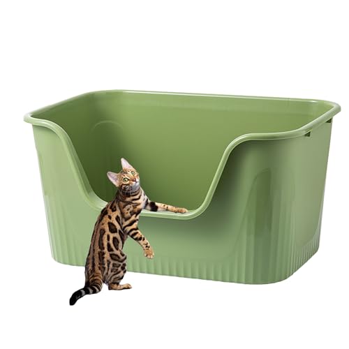 Vealind XXL Katzentoilette mit hoher Seite für große Katzen Jumbo Katzentoilette grün von Vealind
