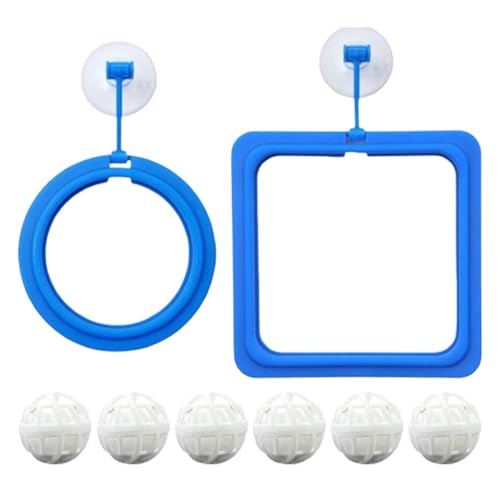 Aquarium Fish Feeding Ring | Floating Food Feeders | Suction Cups and Nitrifying Balls | Perfect for Betta, Guppy, Turtle, and Small Fish, Enhances Feeding Time and Water Quality von Veasbuu