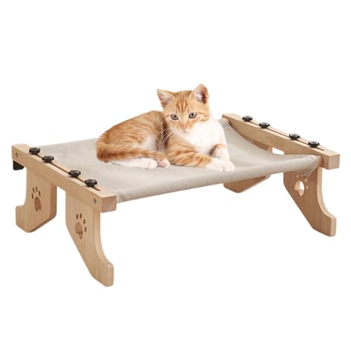 Cat Hammock Bed, Cat Window Seat, Wood & Robust Metal Frame, Easy Perch for Window Sill, Sturdy Kitty Casement 21.65x14.96x6.89 Inches for Large Cats and Kittens von Veasbuu