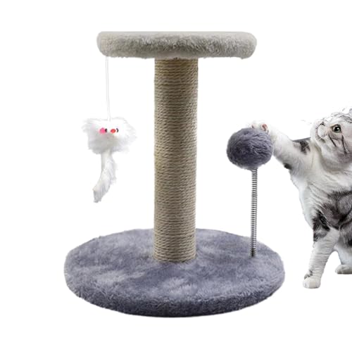 Cat Tree Tower, Interactive Pet Activity, Large Cat Scratching Post, Interactive Cat Scratch Toy with Feather and Spring Ball, Pet Activity Tree with Tilt Protection for Large Cats von Veasbuu