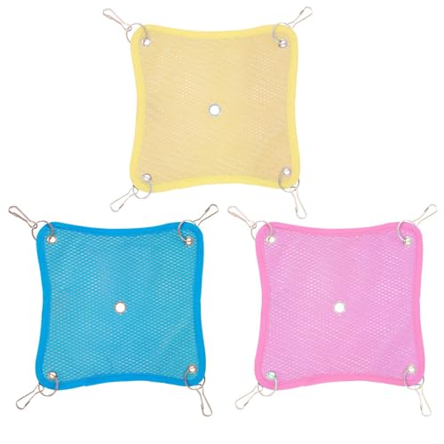 Hamster-Hängematte, Netz-Kühl-Hängematte, 16,3 x 15,9 cm, schnelltrocknend, atmungsaktiv, kühlendes Bett, Käfigzubehör, Hamster-Sommerausrüstung für Zuhause, drinnen, Eichhörnchen und Chinchillas Hamster-Hängematte, Netz-Kühl-Hängematte, 16,3 x 15,9 cm, schnelltrocknend, atmungsaktiv, kühlendes Bett, Käfigzubehör, Hamster-Sommerausrüstung für Zuhause, drinnen, Eichhörnchen und Chinchillas von Veasbuu