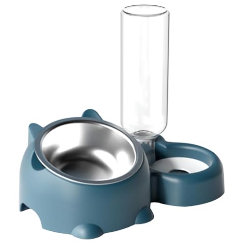 Pet Bowl Set, Dog Dish Water Dispenser, Detachable Pet Feeder, Detachable Pet Bowl, Food and Water, Ergonomic Dog Dish, (11.02x5.71x8.07 inches, PP + Stainless Steel) von Veasbuu