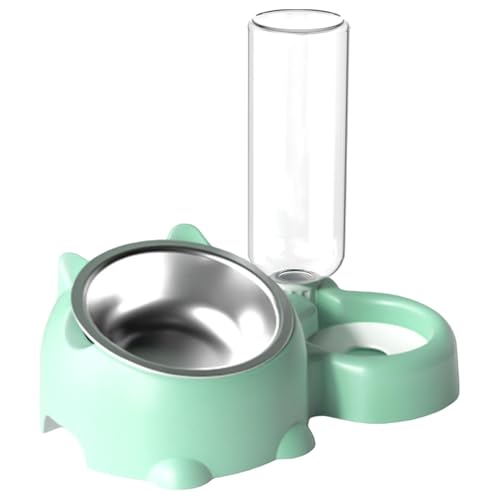 Pet Bowl Set, Dog Dish Water Dispenser, Detachable Pet Feeder, Detachable Pet Bowl, Food and Water, Ergonomic Dog Dish, (11.02x5.71x8.07 inches, PP + Stainless Steel) von Veasbuu