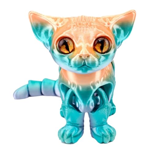 Veasbuu Cat Figurine | Articulated Cat Toy | Printed Animal Toys for Desk, Bedroom, & Living Room | Funny & Portable Relaxing Cat Figure for Bookshelf, Study, Home Decor, Stress Relief von Veasbuu