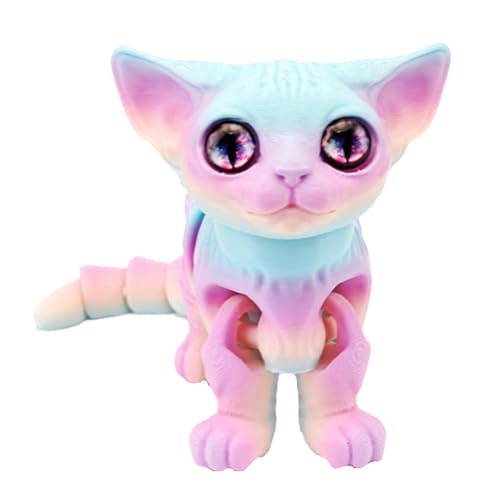 Veasbuu Cat Figurine | Articulated Cat Toy | Printed Animal Toys for Desk, Bedroom, & Living Room | Funny & Portable Relaxing Cat Figure for Bookshelf, Study, Home Decor, Stress Relief von Veasbuu