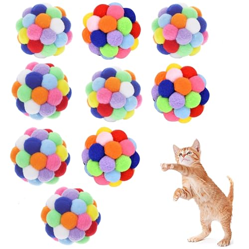 Vebetter Filzbälle für Katzen, 9 Stück Katze Spielzeug Bälle, Katzenspielzeug, Katzenbälle aus Filz, Pompon Ball 4,5 cm, Weiche Katze Bälle, Kätzchen Pom poms Ball, Katze Spielen Spielzeug Indoor. von Vebetter