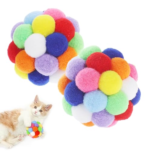 Vebetter Filzbälle für Katzen, 9 Stück Katze Spielzeug Bälle, Katzenspielzeug, Katzenbälle aus Filz, Weiche Katze Bälle, Kätzchen Pom poms Ball, Pompon Ball 4,5 cm, Katze Spielen Spielzeug Indoor. von Vebetter