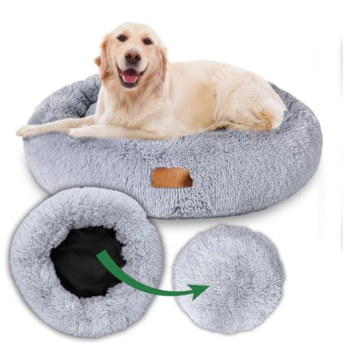 Veddelholzer Ø 100 cm (XL) Hellgrau Hundebett Katzenbett Hundekissen Hundebetten in mehreren Größen Hundebett große mittelgroße kleine Hunde waschbar in hellgrau und dunkelgrau für alle Hunde & Katzen von Veddelholzer