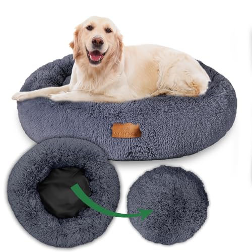 Veddelholzer Ø 70 cm M Dunkelgrau Hundebett Katzenbett Hundekissen Hundebetten in Mehreren Größen Hundebett große mittelgroße kleine Hunde waschbar in hellgrau und dunkelgrau für alle Hunde & Katzen von Veddelholzer