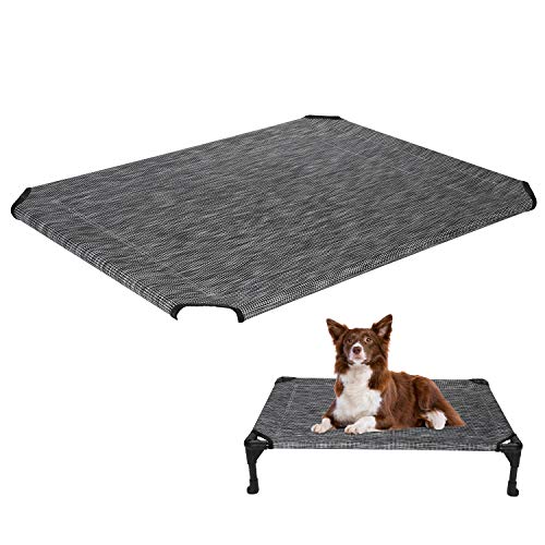 Toulifly Veehoo Kühlender erhöhter Ersatzbezug für Hundebett, waschbar und atmungsaktiv, Größe M, Schwarz/Silber… von Veehoo