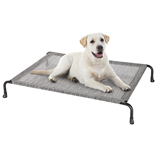 Veehoo Erhöhtes Hundeliege Outdoor, Kühlendes Hundebett für Große Hunde, Langlebiges Haustier-Hängemattenbett mit rutschfesten Füßen, Waschbares Mesh, X-Große, Schwarz Silber von Veehoo