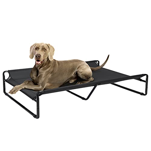 Veehoo Hundeliege Outdoor, Kühlendes Erhöhtes Hundebett für Große Hunde, Tragbares Stehendes Haustierbett mit Waschbarem Atmungsaktivem Netz, rutschfeste Füße, XX-Large, Schwarz von Veehoo