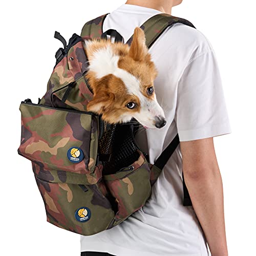 Veehoo Hundetragetasche mit Kordelzug, belüfteter Haustier-Rucksack für kleine, mittelgroße Hunde, tägliche Welpentrage für Spaziergänge, Outdoor-Sicherheit/bequem/leicht, groß, grün von veehoo