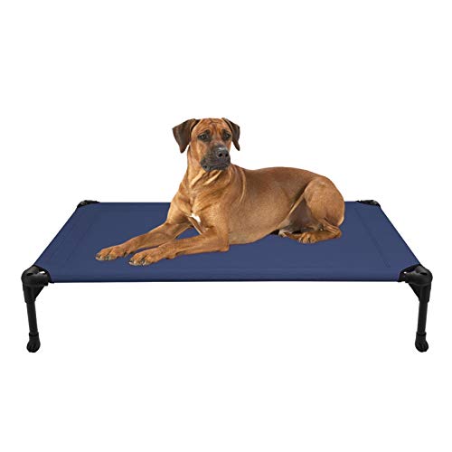 Veehoo Kühl Erhöhte Hundebett, Hundeliege Outdoor für Klein, Mittelgroße, Grosse Hunde, aus Waschbar & Dauerhaft Textilene Netzstoff, L, Blau von Veehoo