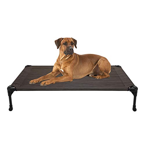 Veehoo Kühl Erhöhte Hundebett, Hundeliege Outdoor für Klein, Mittelgroße, Grosse Hunde, aus Waschbar & Dauerhaft Textilene Netzstoff, L, Braun von Veehoo