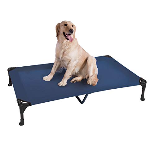 Veehoo Kühl Erhöhte Hundebett, Hundeliege Outdoor für Klein, Mittelgroße, Grosse Hunde, aus Waschbar & Dauerhaft Textilene Netzstoff, XL, Blau von Veehoo