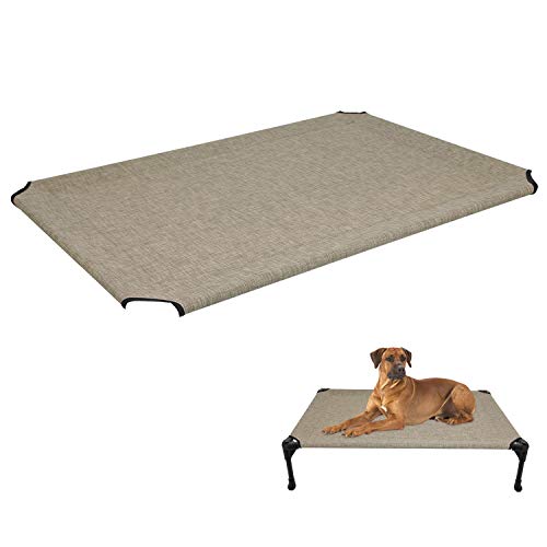 Veehoo Kühl Erhöhte Hundebett Ersatzabdeckung, Hundeliege Outdoor für Klein, Mittelgroße, Grosse Hunde, aus Waschbar & Dauerhaft Textilene Netzstoff, L, Beiger Kaffee von Veehoo