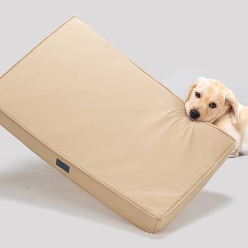 Veehoo Wasserdichtes Hundebett für große Hunde, kaufestes Hundebett mit Oxford-Stoffoberfläche, XL-Memory-Foam-Hundebett für Käfig mit abnehmbarem, waschbarem Bezug und rutschfester Unterseite von Veehoo