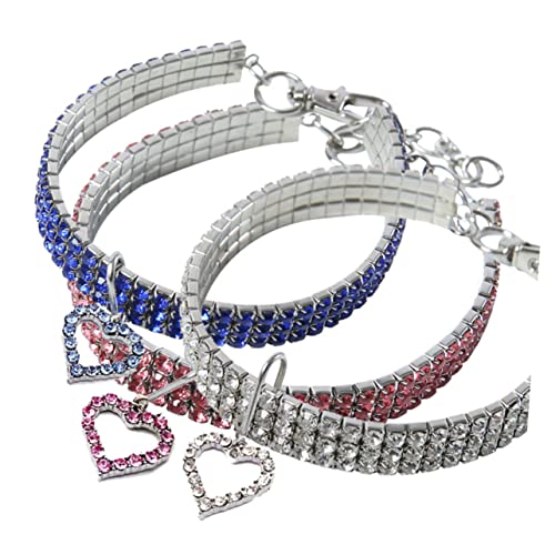 Veemoon Hundehalsband Rosa Mit Strass - Glitzerndes Diamant-Halsband Für Kleine Hunde Personalisierbar Mit Herz Charm Ideal Für Partys Und Besondere Anlässe Größe S von Veemoon