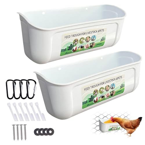 2pcs Hühnerwasser -Feeder -Wassertrog mit großer Wassertrog mit Installationszubehör hängen Hühner -Feeder -Eimer für Viehweiß von Veesper